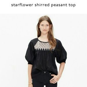 Madewell Starflower Shirred Peasant Top